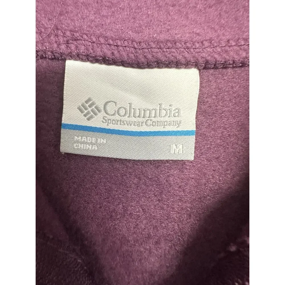 Columbia Womens Size M Fleece Full Zip Basic Jacket Hooded Polyester Purple - Picture 3 of 7